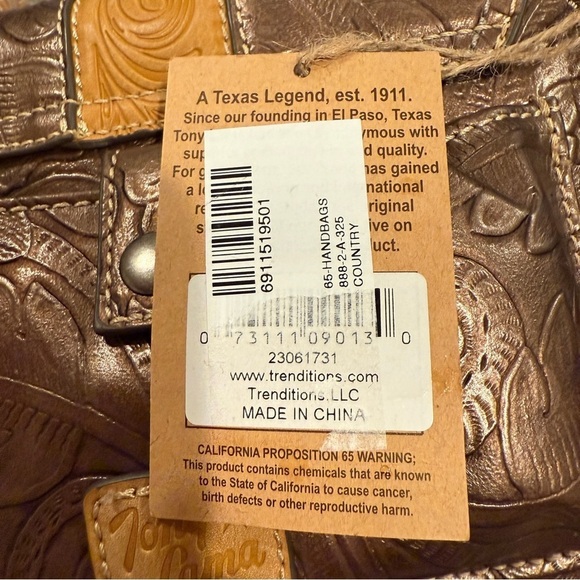 NWT Tony Lama Bronzed Floral Tooled Crossbody Saddle Bag - Brown RETIRED STYLE! - Picture 12 of 12